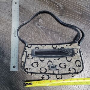 Guess Black and Cream Logo Clutch